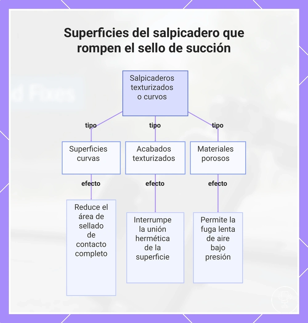 Superficies del salpicadero que rompen el sello de succión