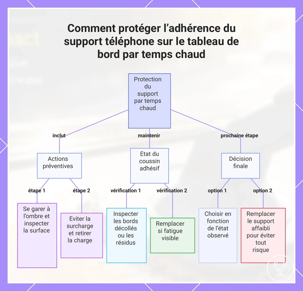Comment protéger l’adhérence du support téléphone sur le tableau de bord par temps chaud