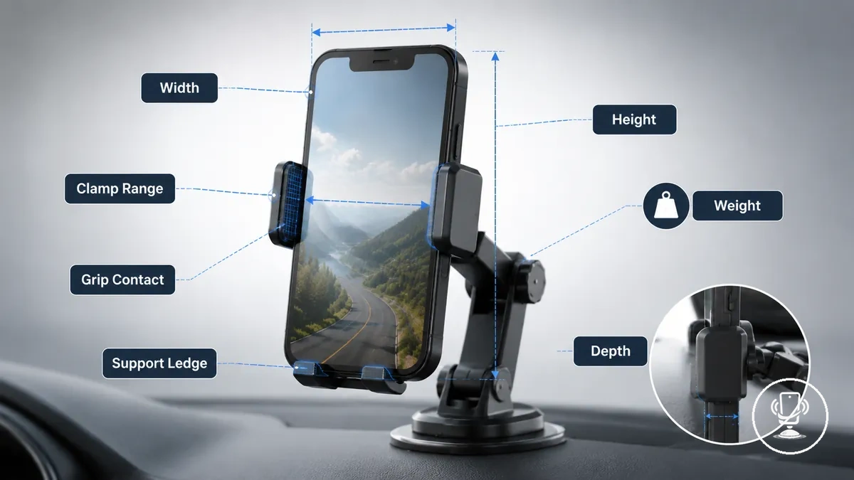 Dimensions du téléphone qui influencent l ajustement du support téléphone voiture