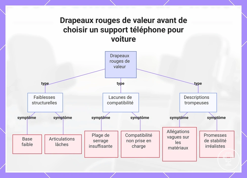 Drapeaux rouges de valeur avant de choisir un support téléphone pour voiture
