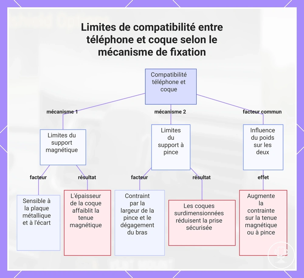 Limites de compatibilité entre téléphone et coque selon le mécanisme de fixation