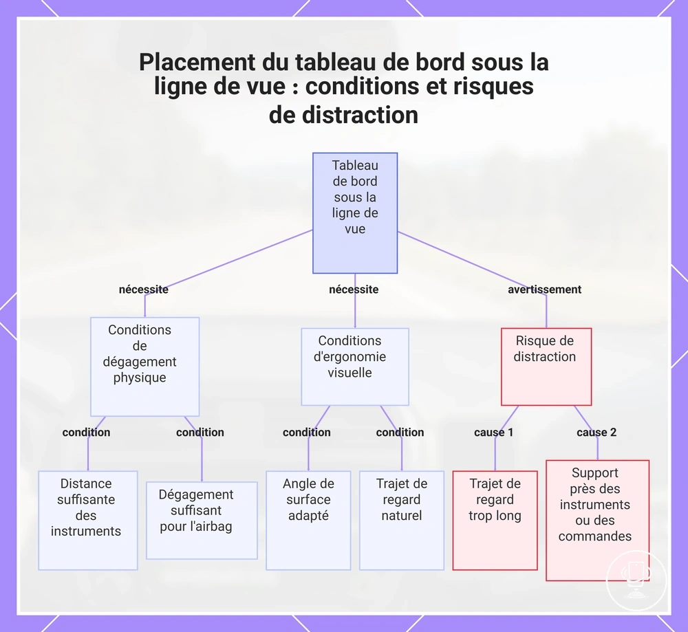 Placement du tableau de bord sous la ligne de vue : conditions et risques de distraction