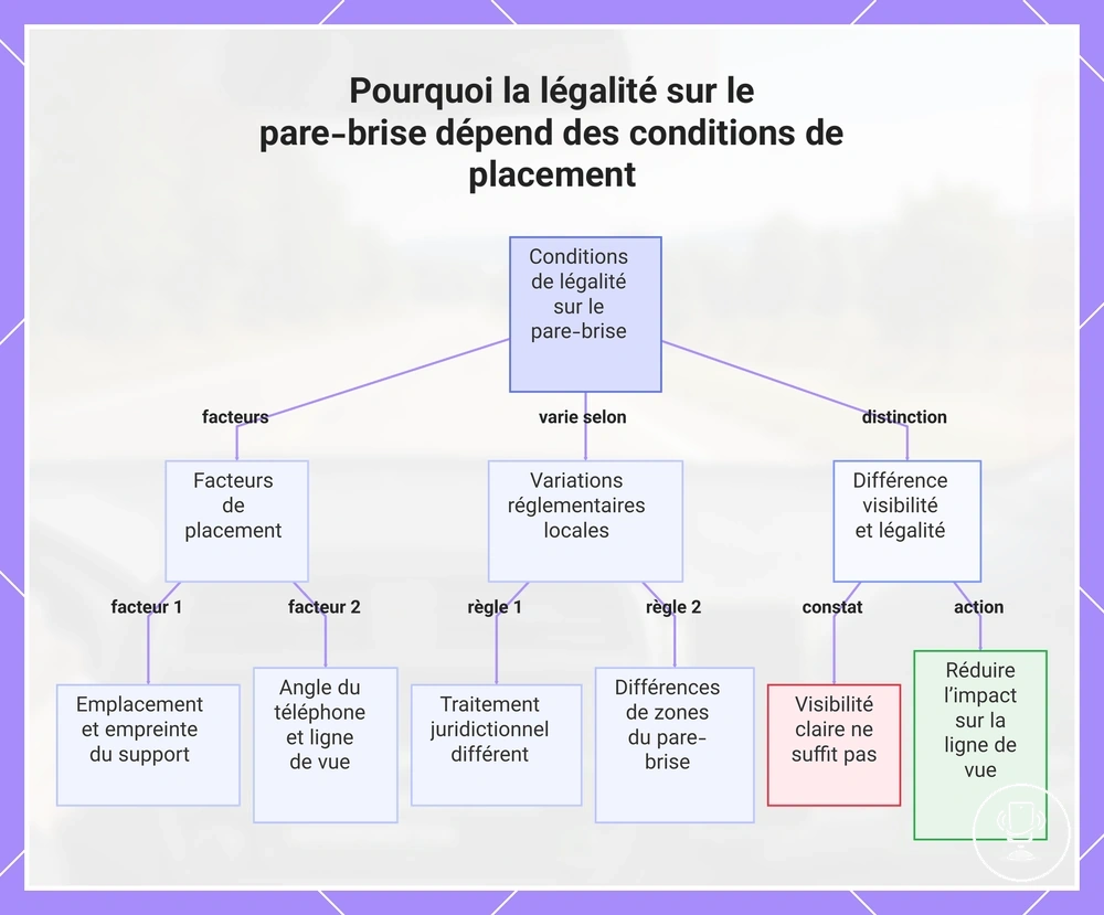 Pourquoi la légalité sur le pare-brise dépend des conditions de placement