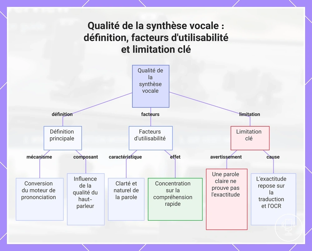 Qualité de la synthèse vocale : définition, facteurs d'utilisabilité et limitation clé