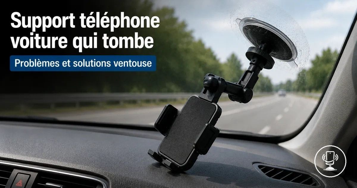 Support téléphone voiture qui tombe du tableau de bord à cause d’un défaut de ventouse
