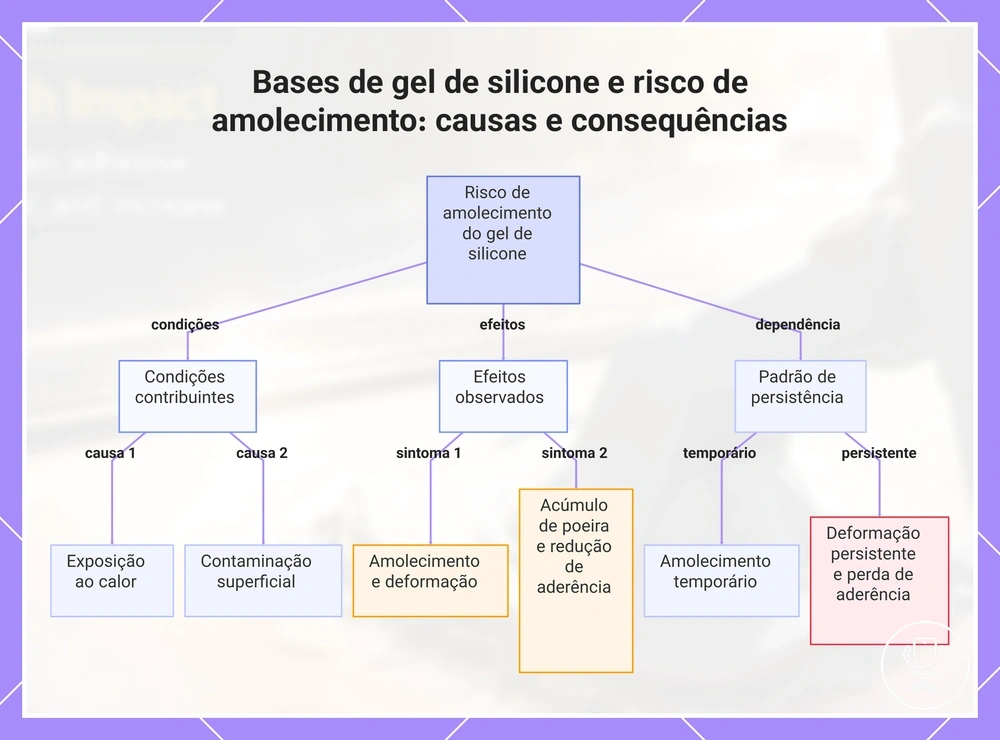 Bases de gel de silicone e risco de amolecimento: causas e consequências