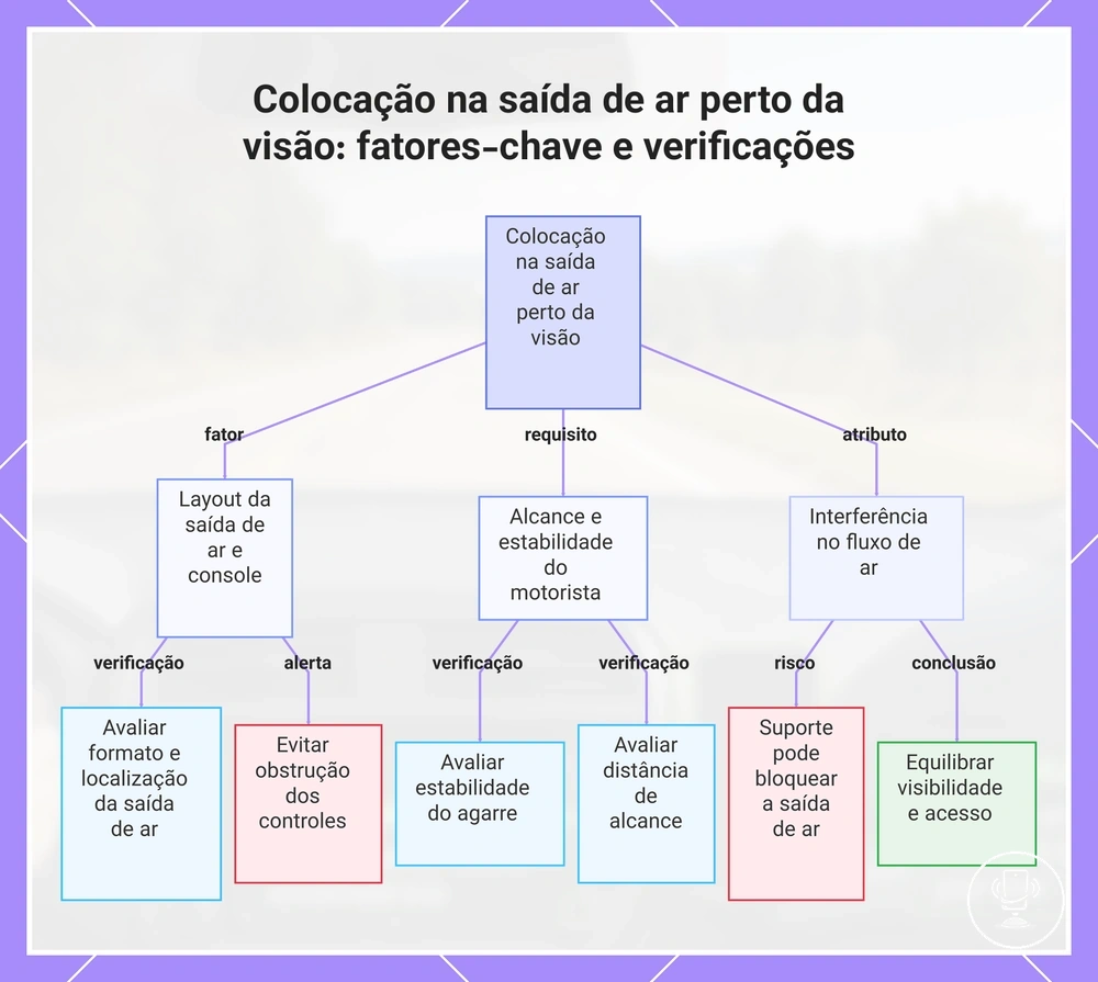 Colocação na saída de ar perto da visão: fatores-chave e verificações