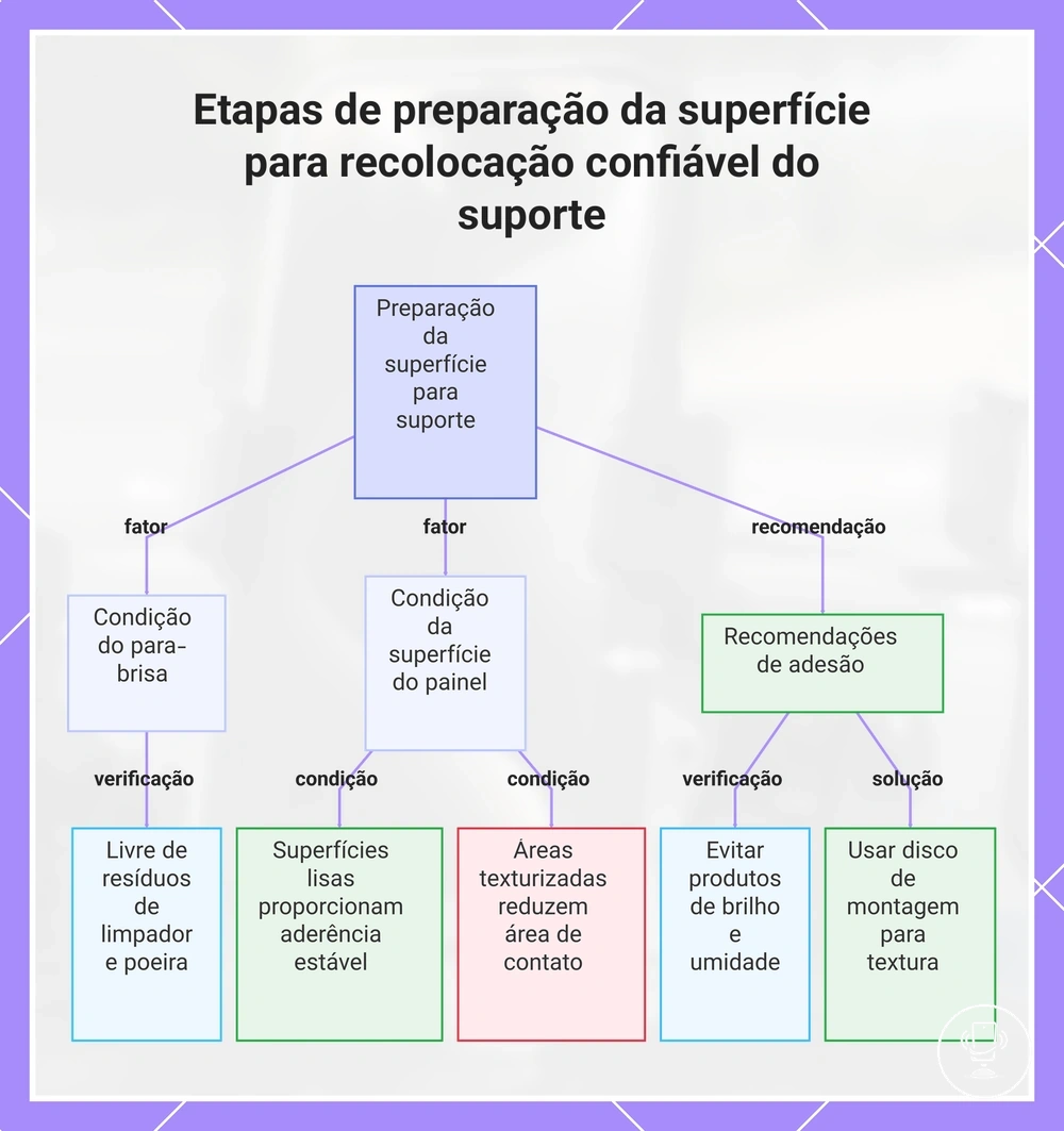Etapas de preparação da superfície para recolocação confiável do suporte