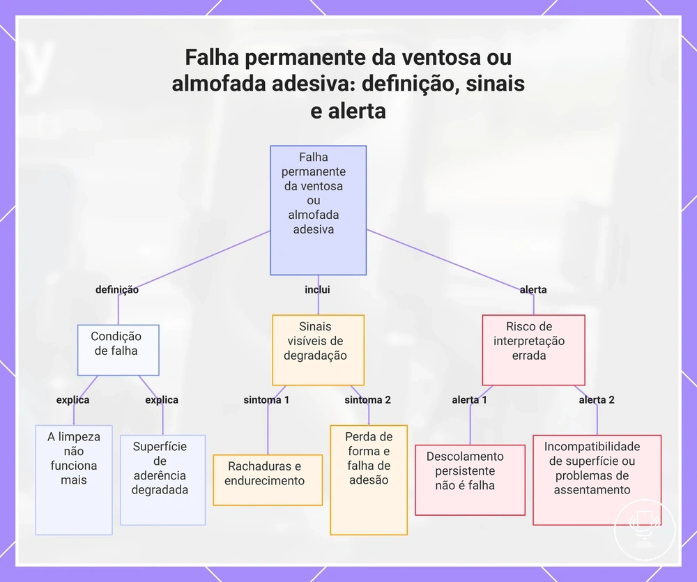 Falha permanente da ventosa ou almofada adesiva: definição, sinais e alerta