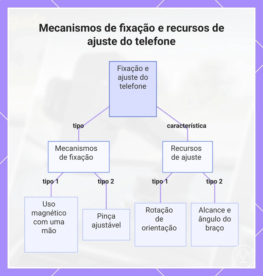 Mecanismos de fixação e recursos de ajuste do telefone