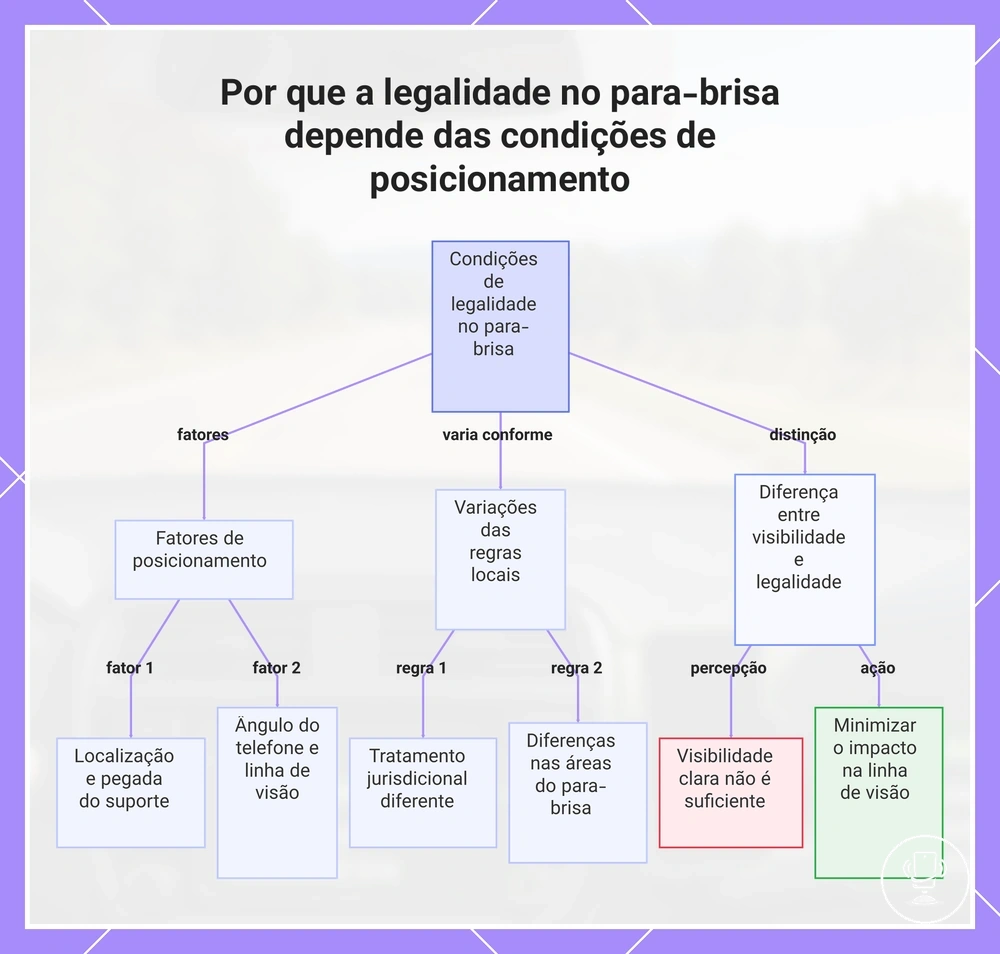 Por que a legalidade no para-brisa depende das condições de posicionamento