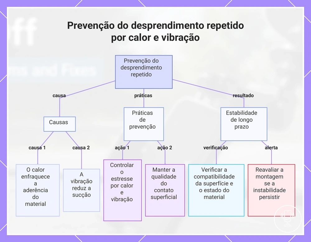 Prevenção do desprendimento repetido por calor e vibração