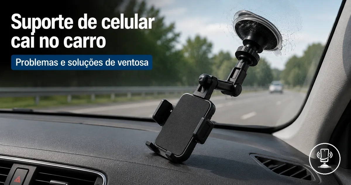 Suporte de celular caindo do painel do carro devido a falha na ventosa