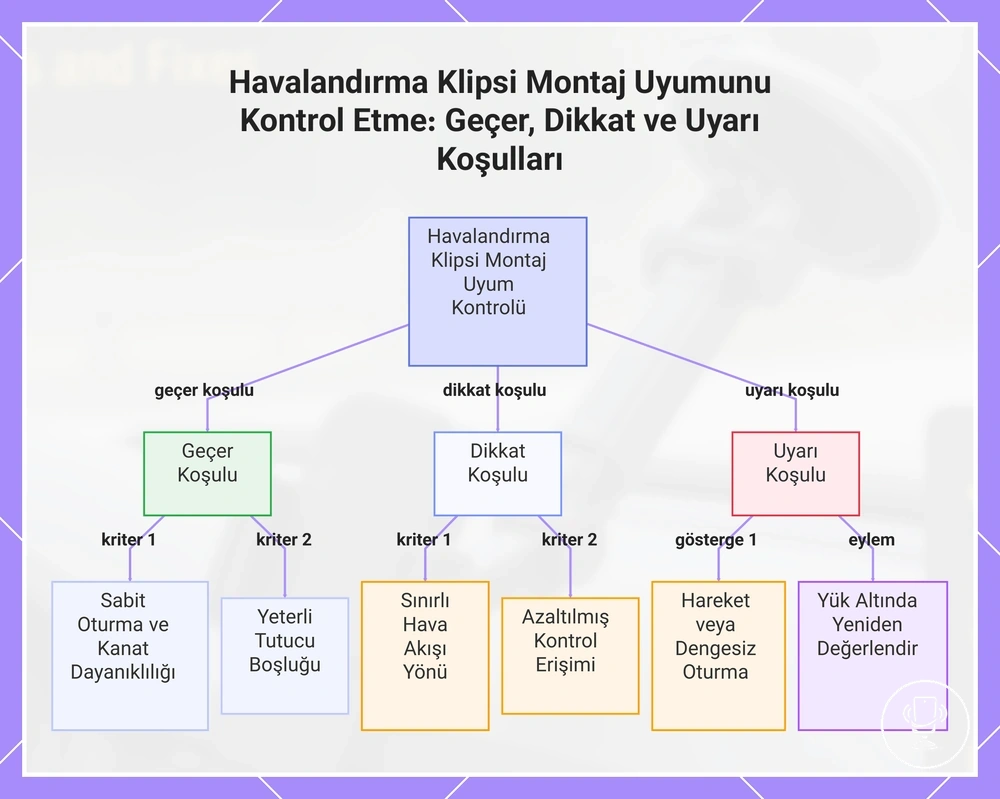 Havalandırma Klipsi Montaj Uyumunu Kontrol Etme: Geçer, Dikkat ve Uyarı Koşulları