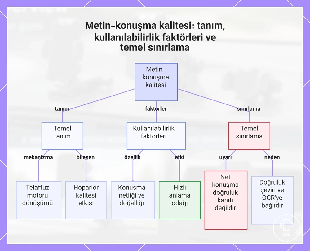 Metin-konuşma kalitesi: tanım, kullanılabilirlik faktörleri ve temel sınırlama
