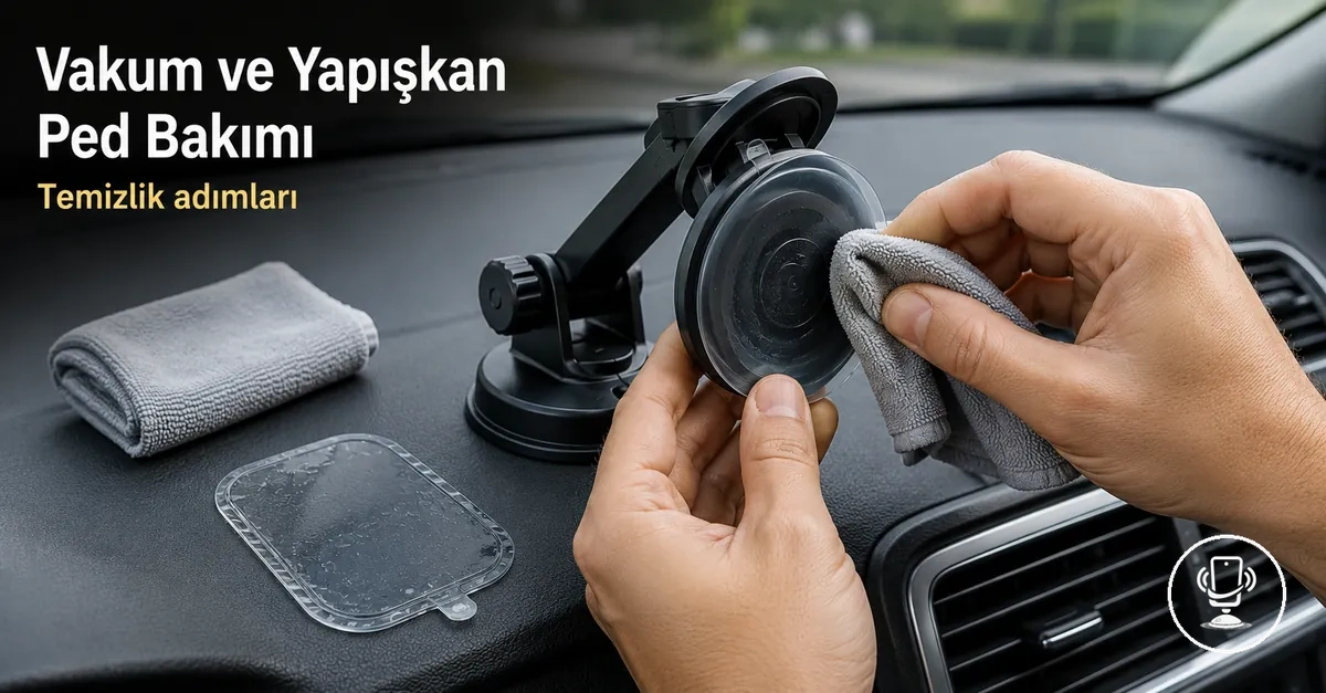 Araç telefon tutucunun vakum ve yapışkan pedlerinin temizlenmesi ve bakımı