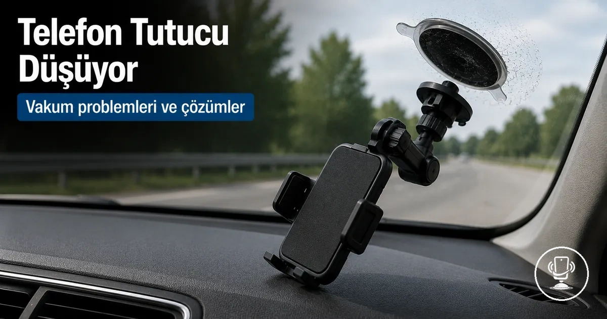Araç içinde vakumlu telefon tutucunun düşmesi ve bağlantı hatası senaryosu