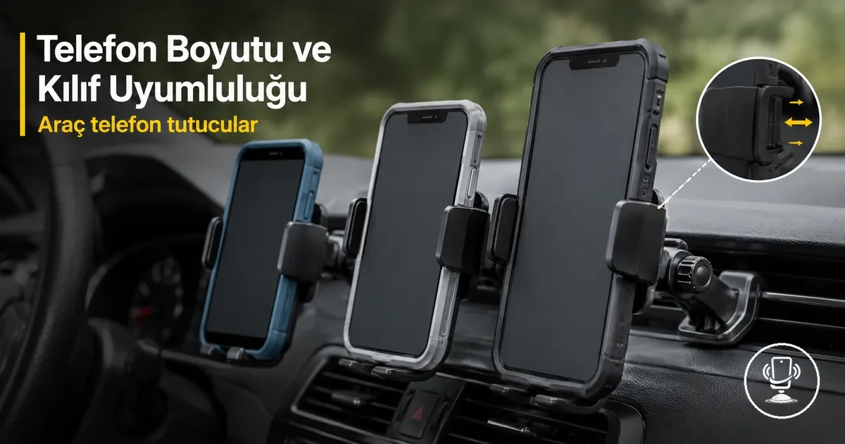 Farklı telefon boyutları ve kılıfların ayarlanabilir araç telefon tutucuya uyumu