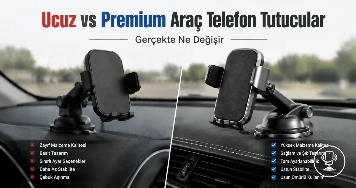 Ucuz ve premium araç telefon tutucuların kalite ve stabilite farklarının karşılaştırması