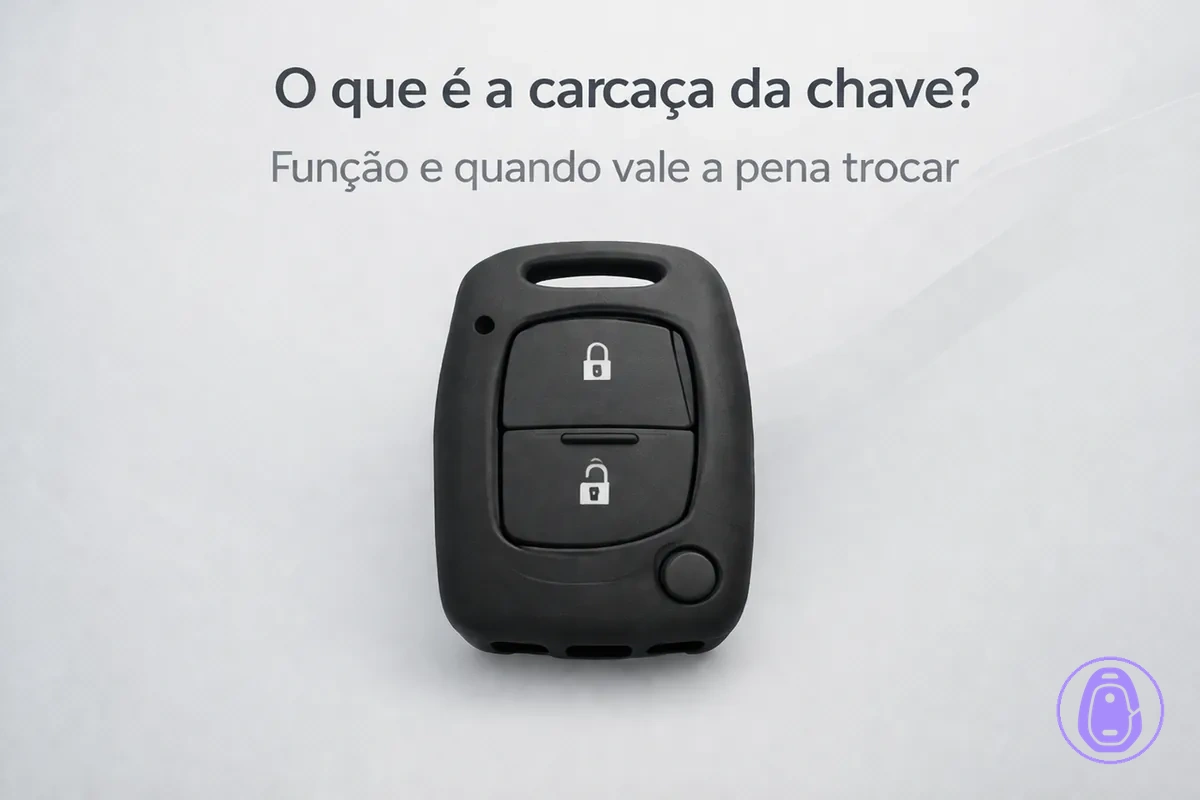 Ilustração simples de uma carcaça da chave do carro destacando a estrutura externa e os botões.