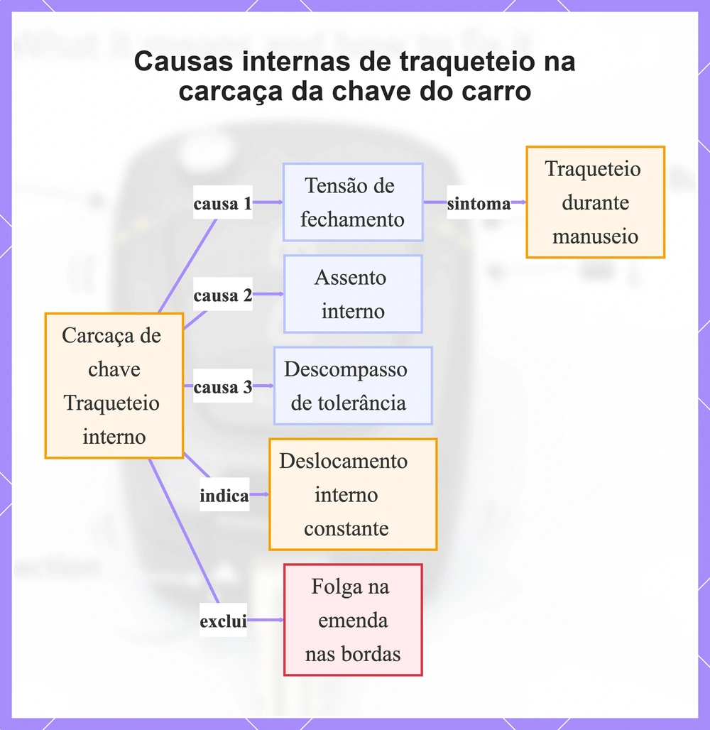 Causas internas de traqueteio na carcaça da chave do carro