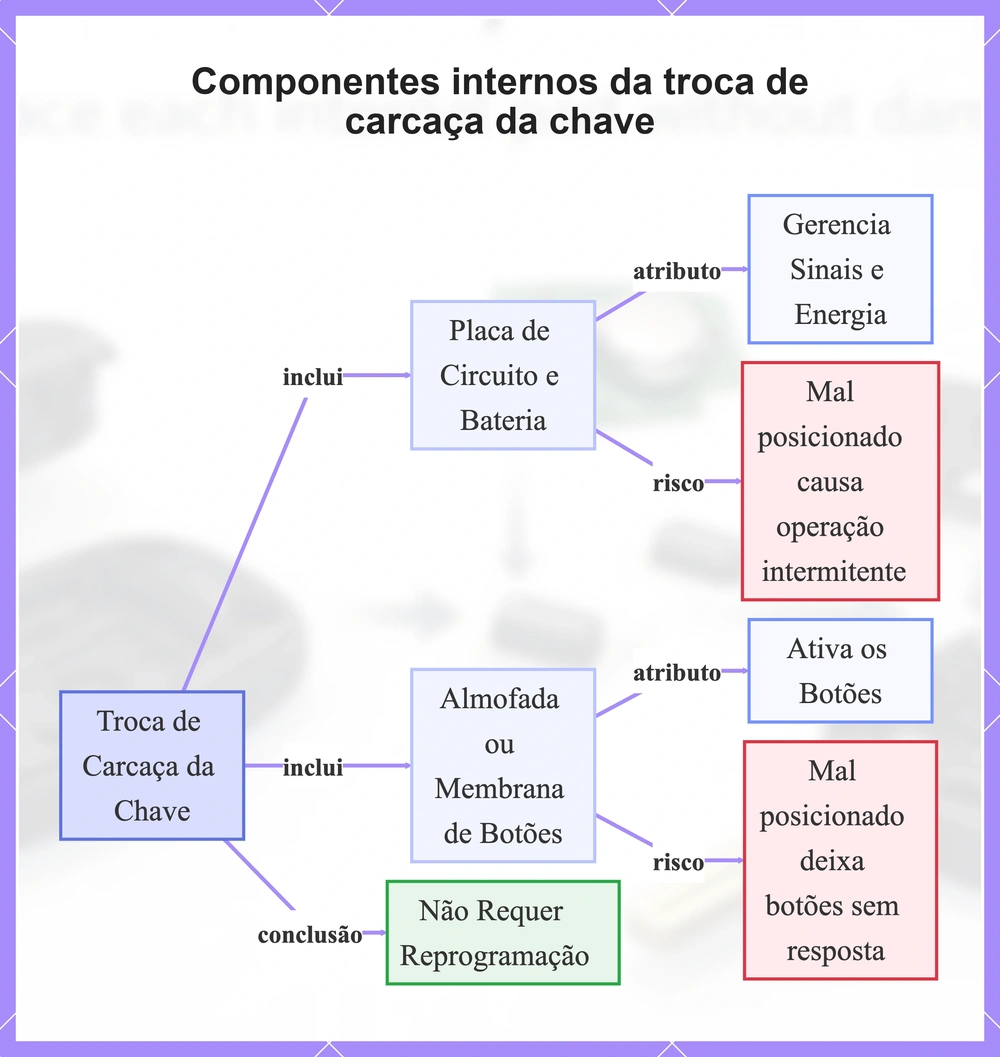 Componentes internos da troca de carcaça da chave