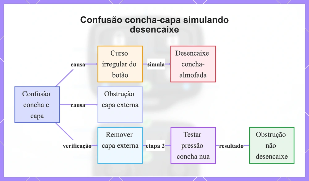 Confusão concha-capa simulando desencaixe