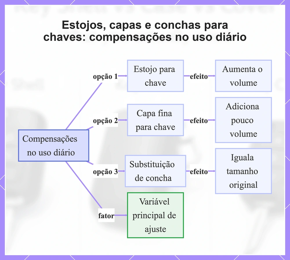 Estojos, capas e conchas para chaves: compensações no uso diário