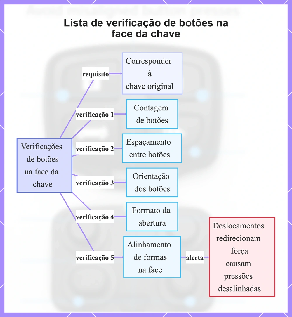Lista de verificação de botões na face da chave