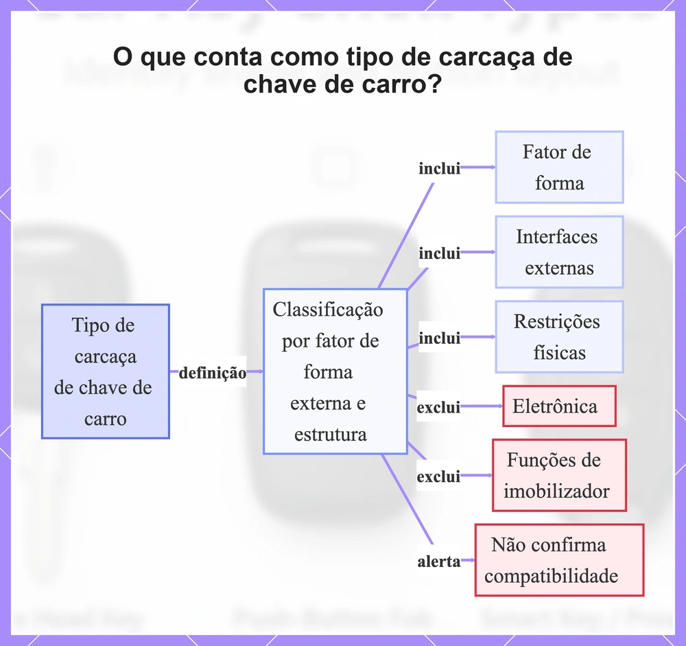 O que conta como tipo de carcaça de chave de carro?