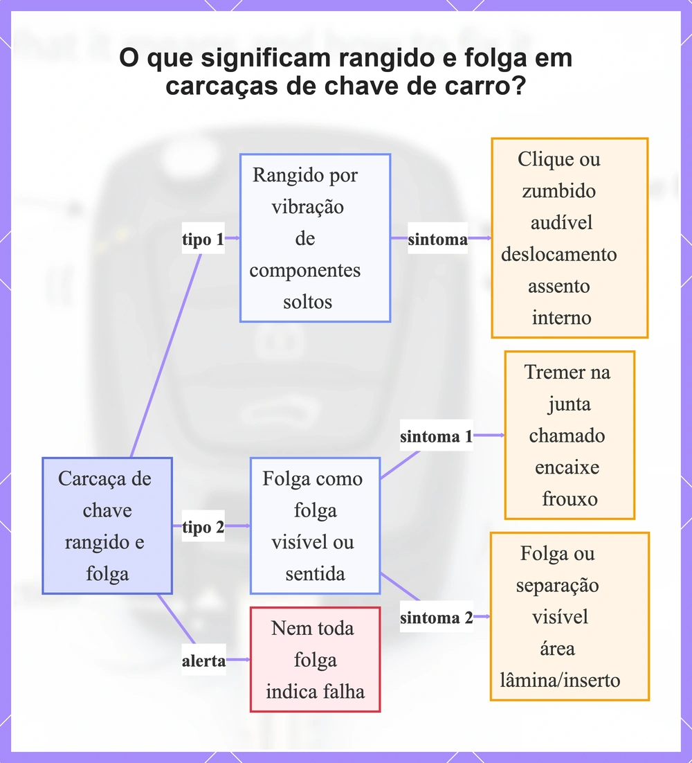 O que significam rangido e folga em carcaças de chave de carro?