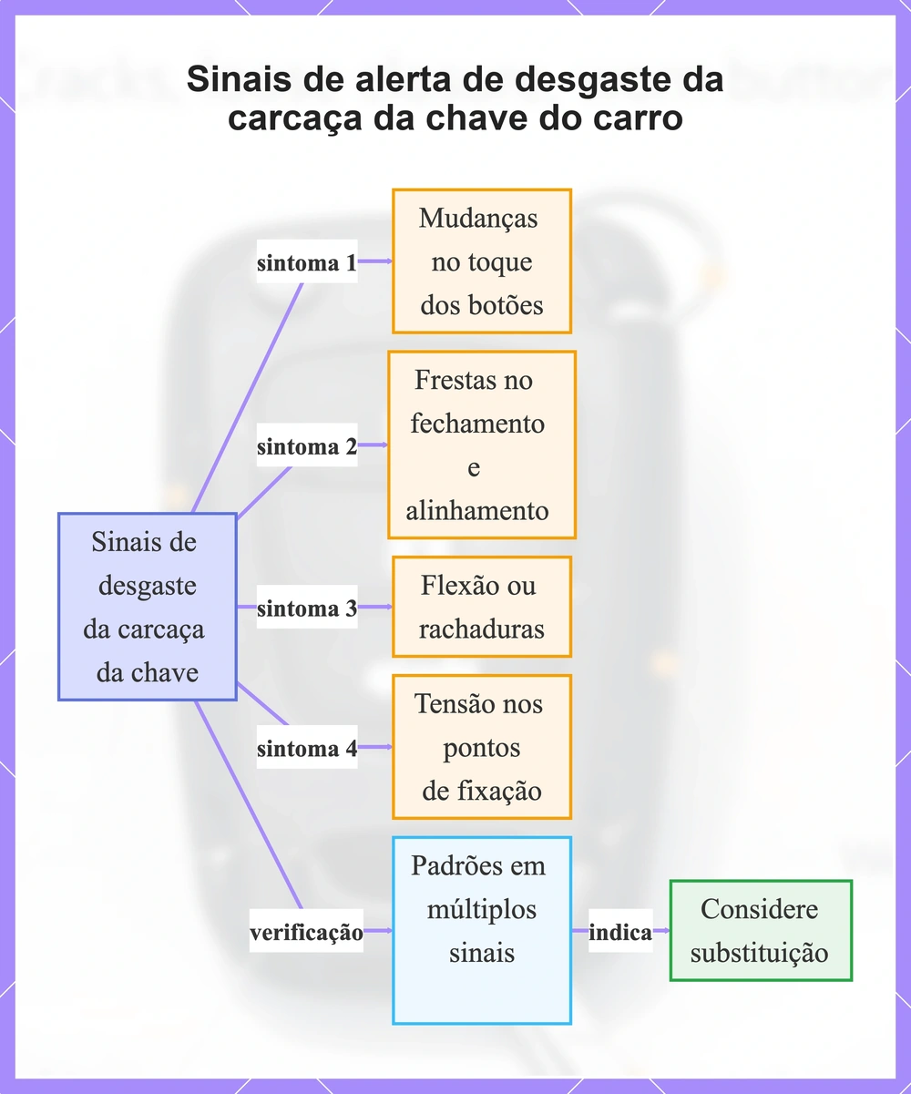 Sinais de alerta de desgaste da carcaça da chave do carro