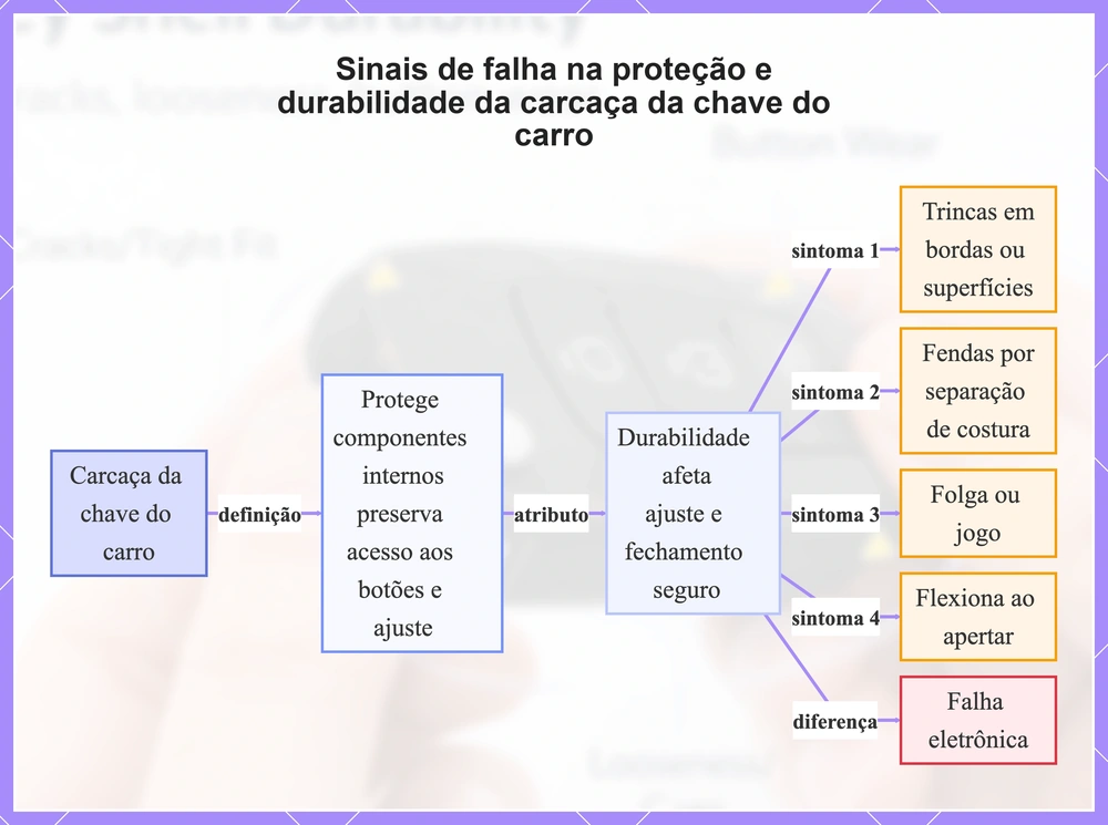 Sinais de falha na proteção e durabilidade da carcaça da chave do carro