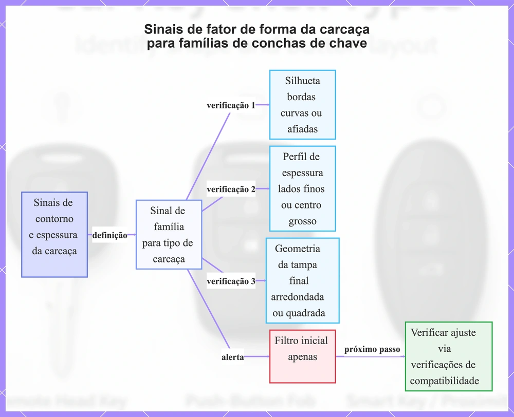 Sinais de fator de forma da carcaça para famílias de conchas de chave