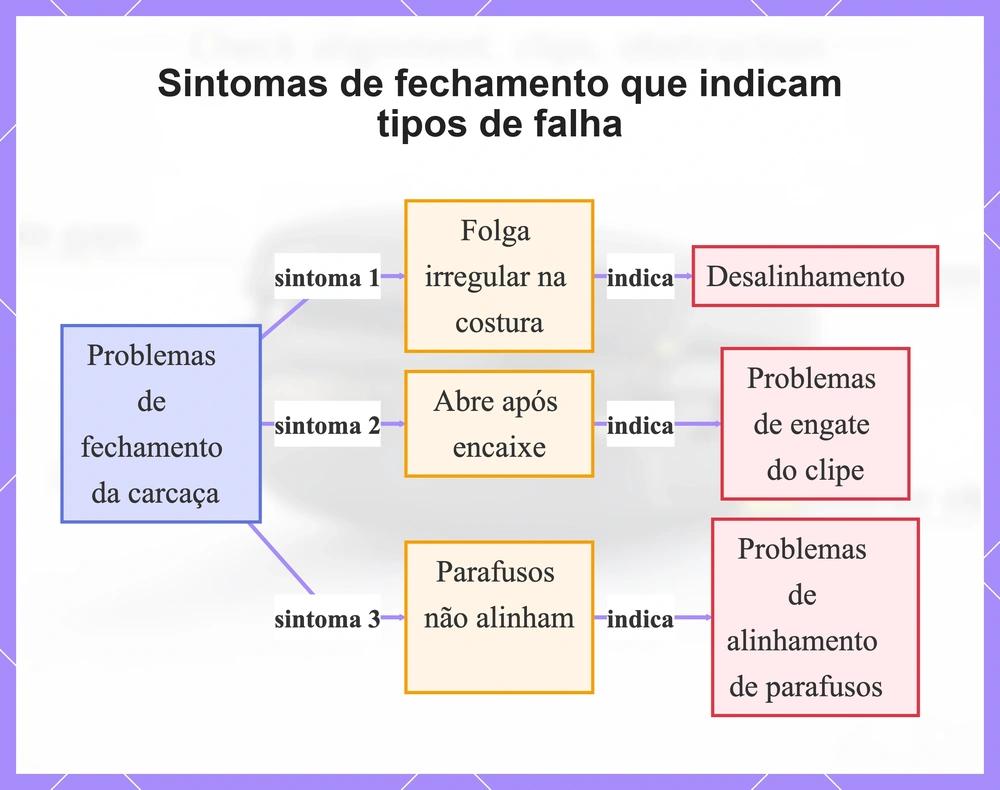 Sintomas de fechamento que indicam tipos de falha
