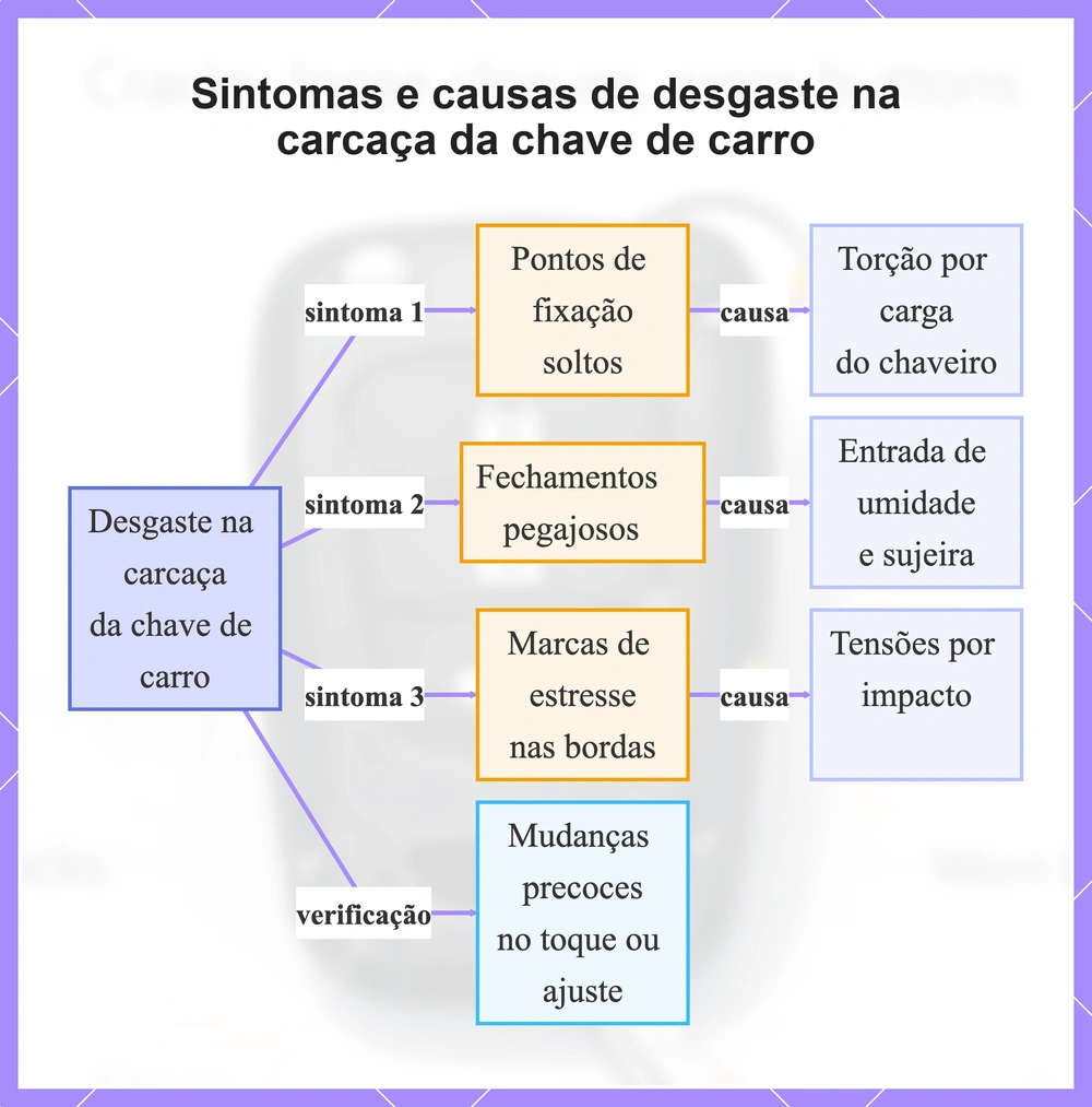 Sintomas e causas de desgaste na carcaça da chave de carro