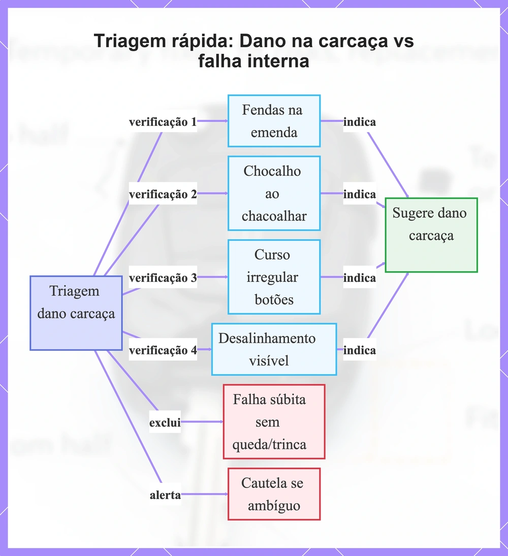 Triagem rápida: Dano na carcaça vs falha interna