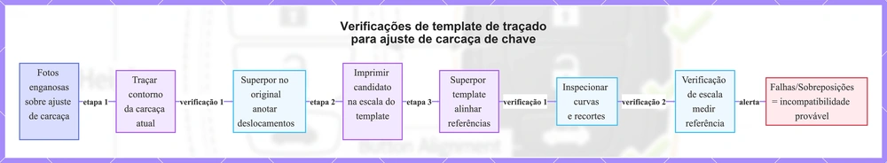Verificações de template de traçado para ajuste de carcaça de chave