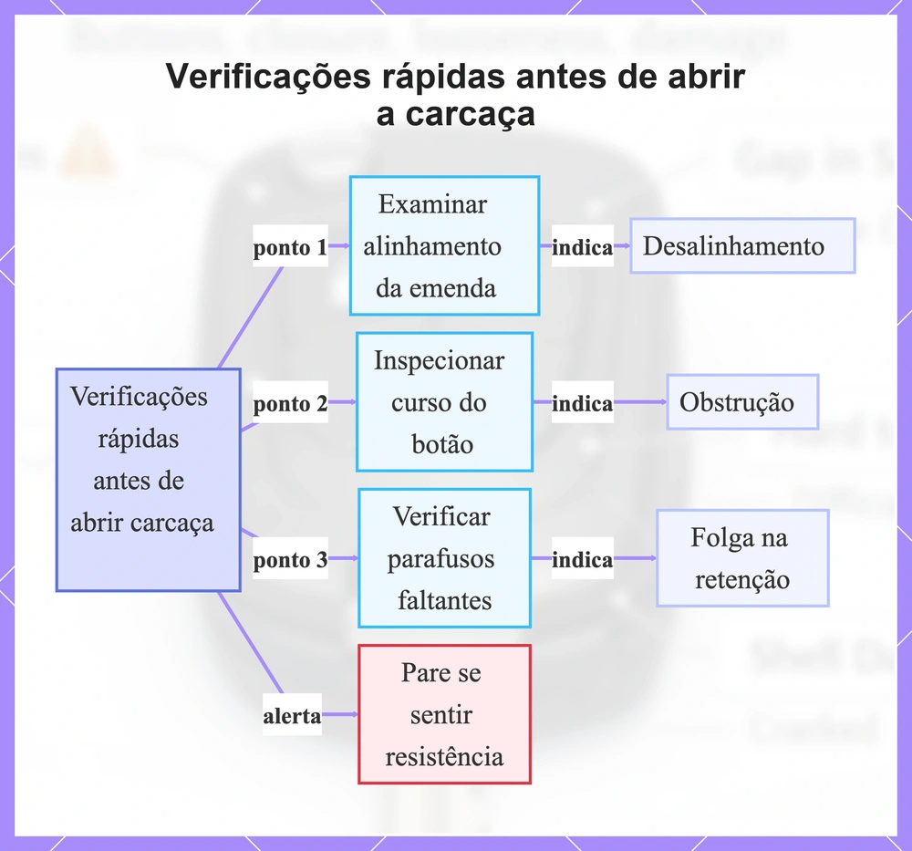Verificações rápidas antes de abrir a carcaça