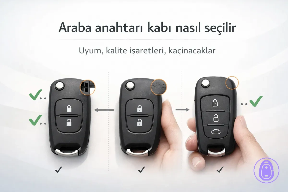 Uyum, işçilik ve günlük kullanım odaklı araba anahtarı kabı seçimi için karşılaştırma görseli.