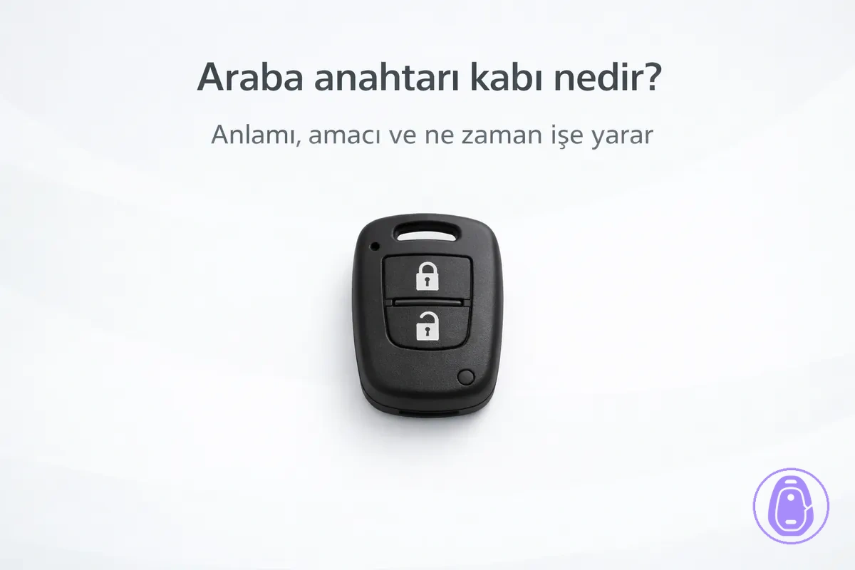 Araba anahtarı kabının dış gövdesini ve tuşlarını vurgulayan basit bir illüstrasyon.