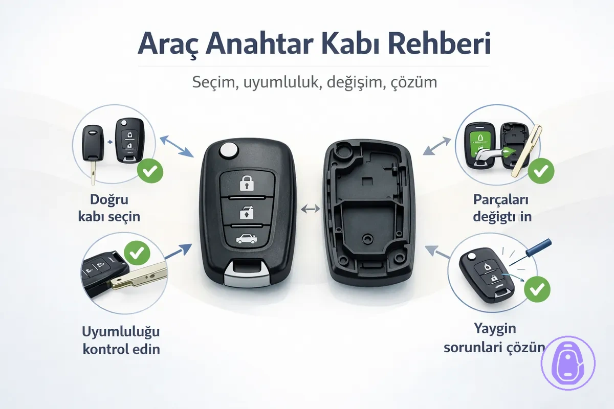 Araba anahtarı kabı rehberleri için kapak illüstrasyonu.
