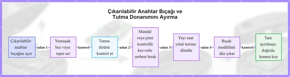 Çıkarılabilir Anahtar Bıçağı ve Tutma Donanımını Ayırma