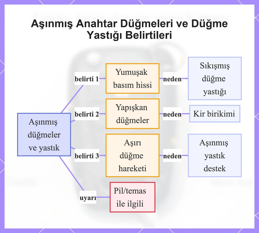 Aşınmış Anahtar Düğmeleri ve Düğme Yastığı Belirtileri