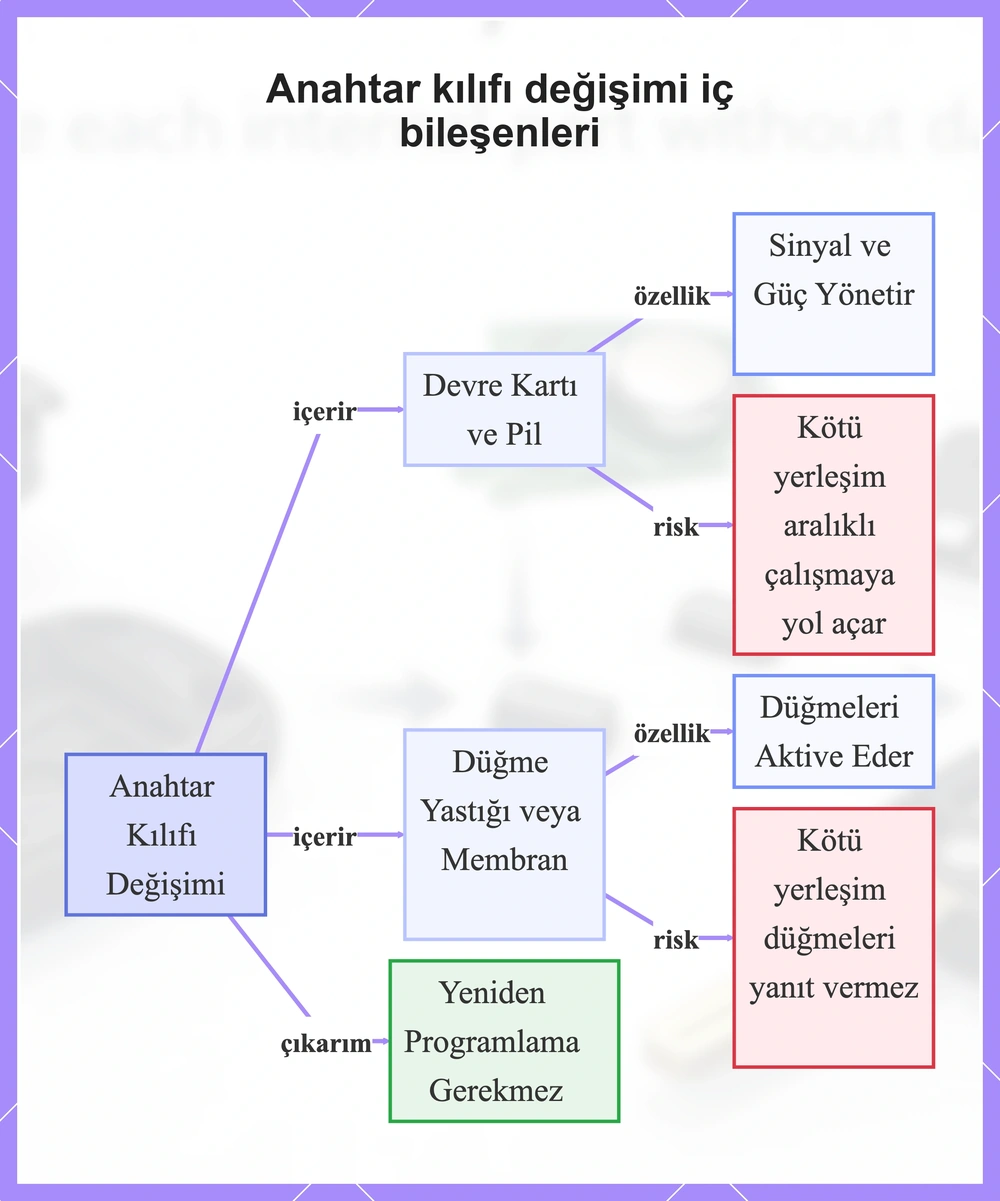 Anahtar kılıfı değişimi iç bileşenleri