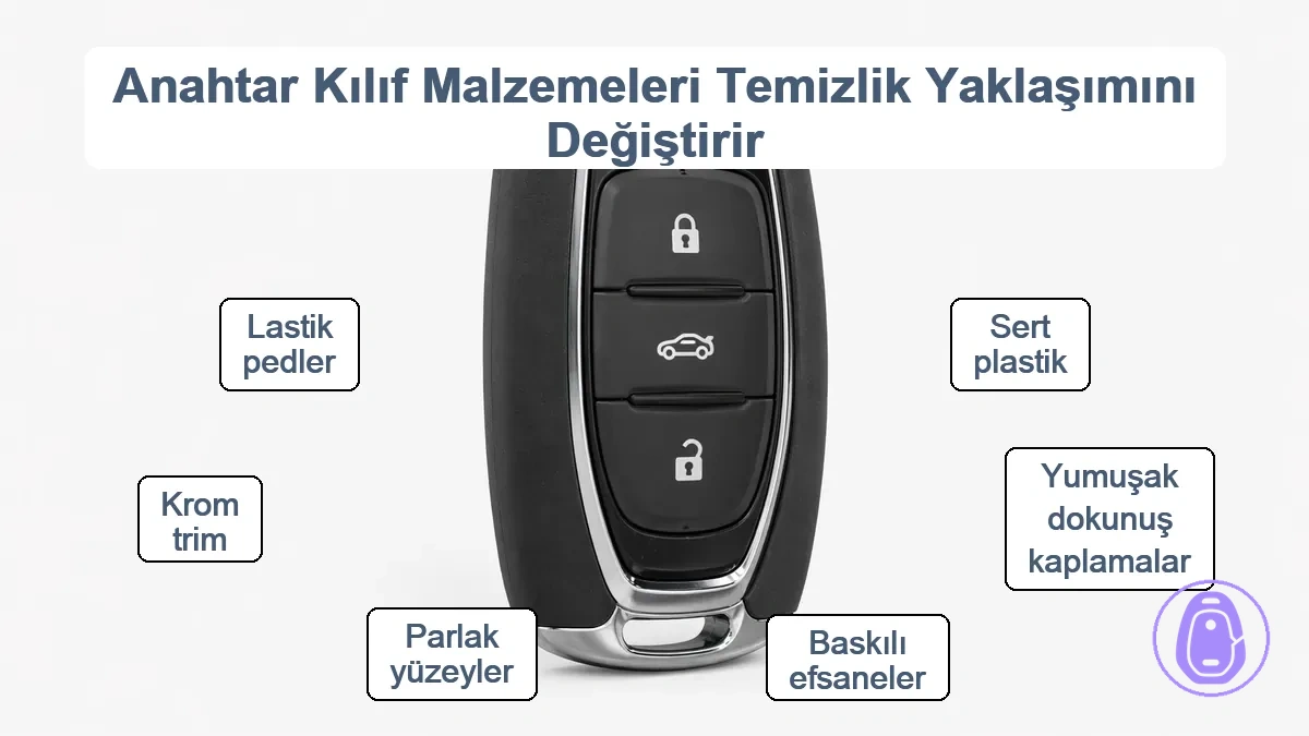 Araba anahtarı kabı yüzeyleri temizlik risklerine karşı malzeme duyarlılıklarını gösteriyor