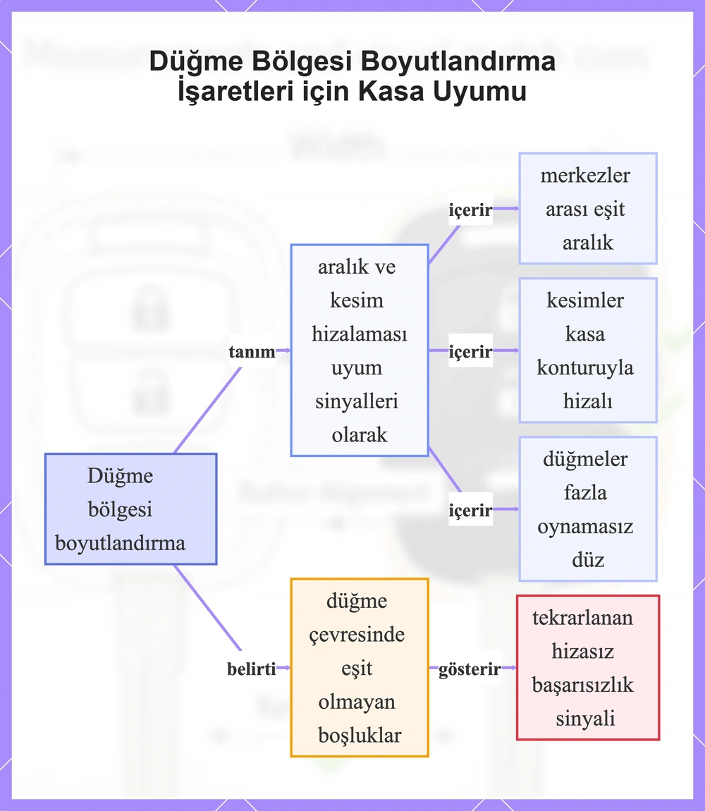 Düğme Bölgesi Boyutlandırma İşaretleri için Kasa Uyumu