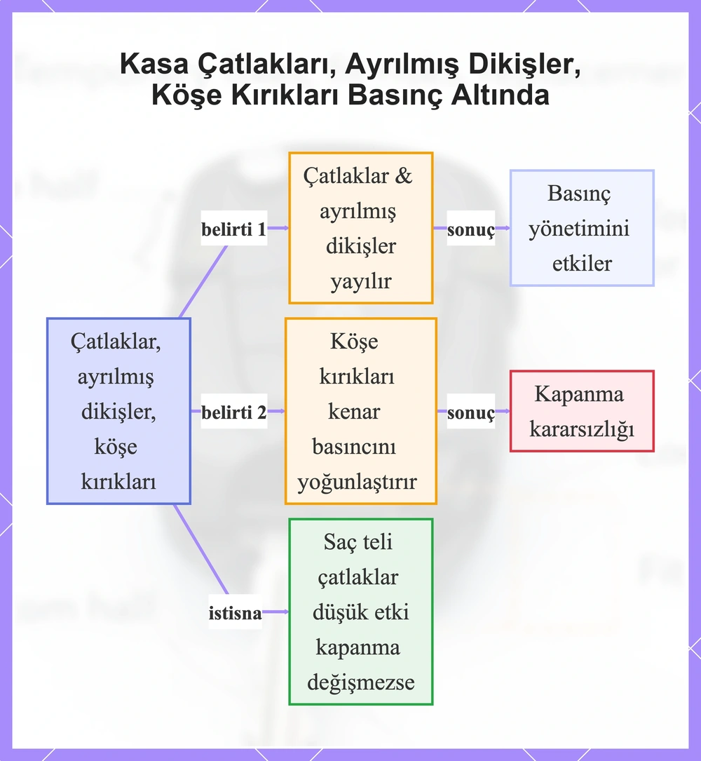 Kasa Çatlakları, Ayrılmış Dikişler, Köşe Kırıkları Basınç Altında