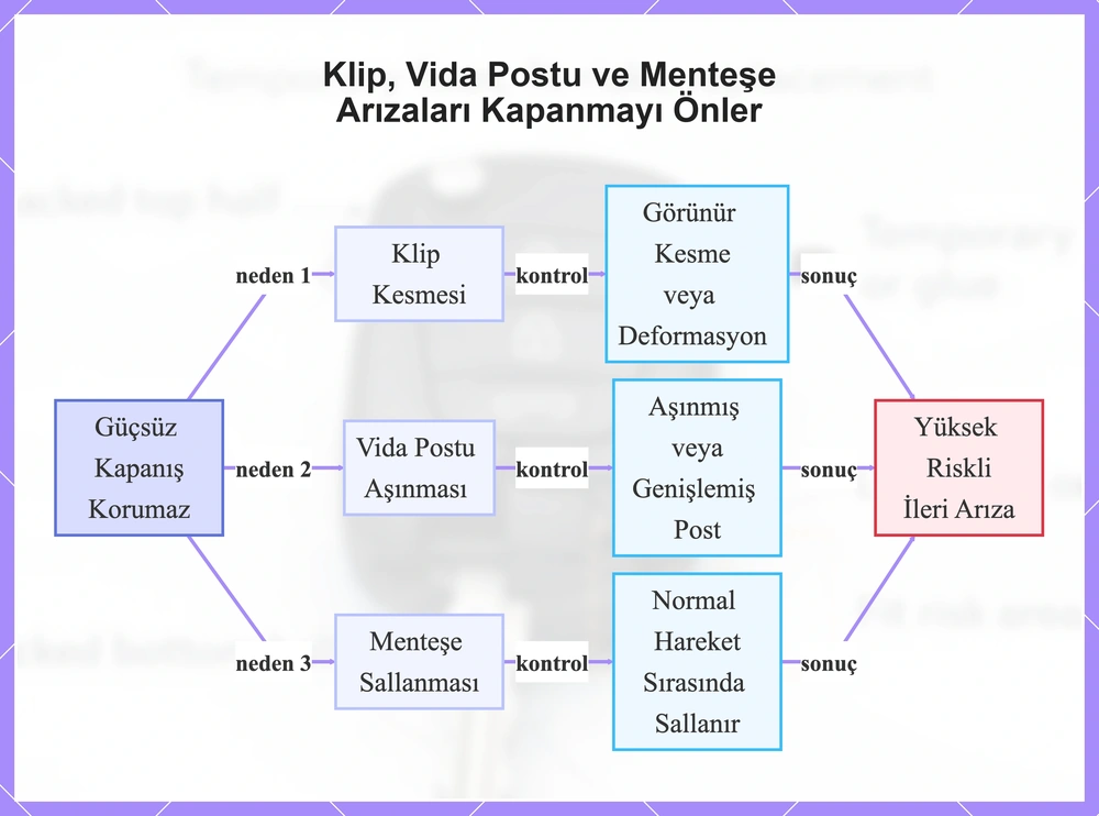 Klip, Vida Postu ve Menteşe Arızaları Kapanmayı Önler
